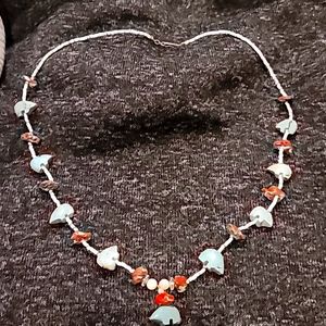 Vintage Red Coral and Turquoise necklace